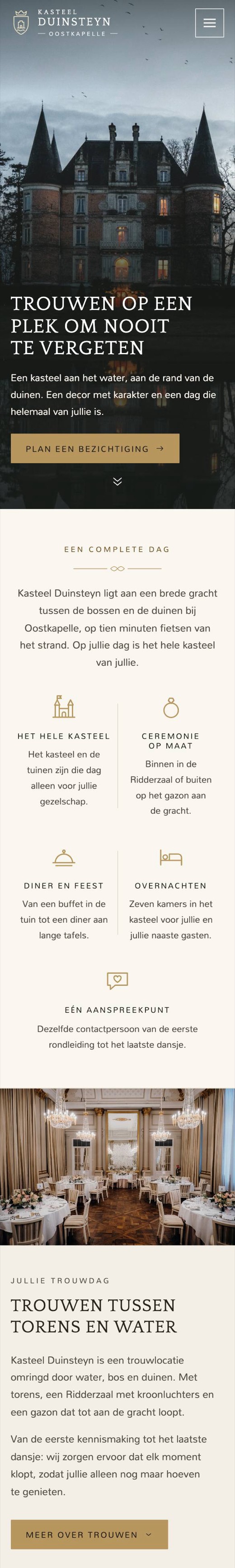 Voorbeeldsite kasteel op een telefoon